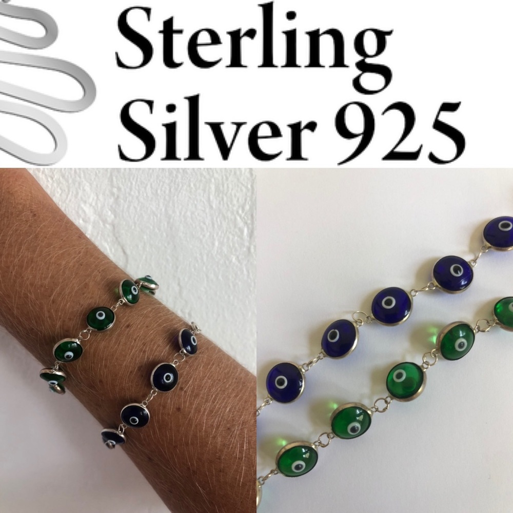 2 Sterling Silver Evil Eye Bracelets